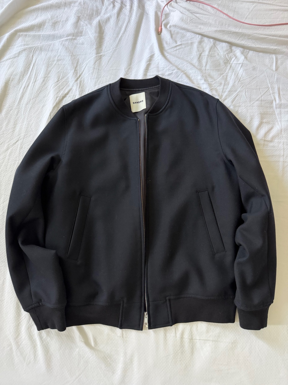 Sandro Black Zip-Up Bomber Jacket